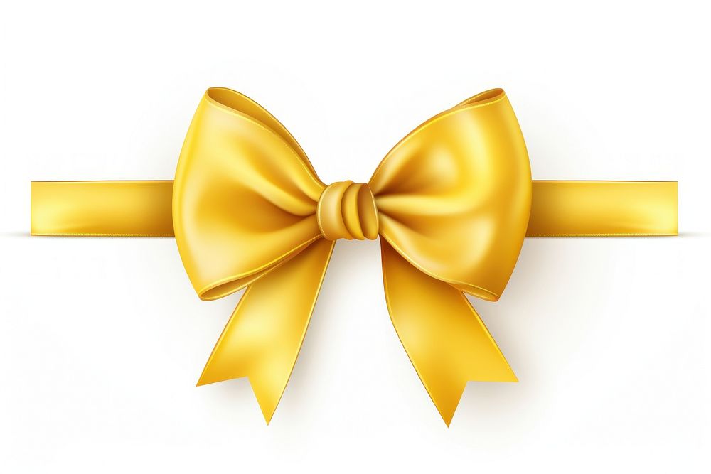 Yellow ribbon with bow white background celebration accessories. AI generated Image by rawpixel.