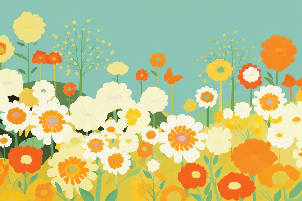 Flower meadow backgrounds outdoors pattern. AI generated Image by rawpixel.