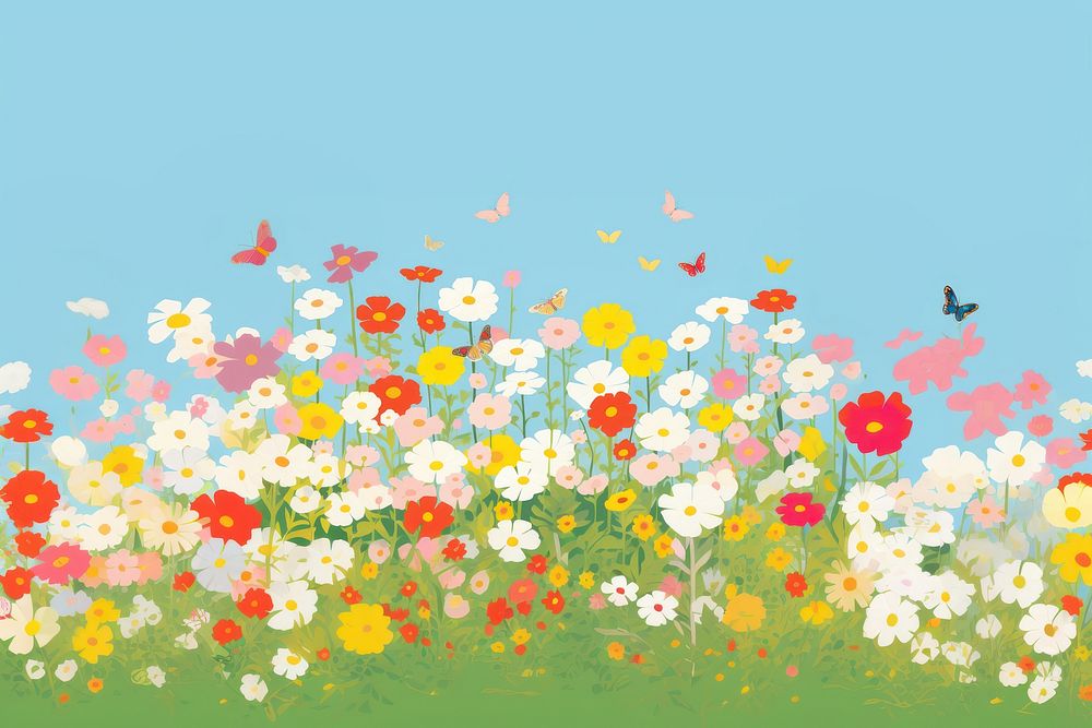 Flower meadow grassland outdoors nature. AI generated Image by rawpixel.