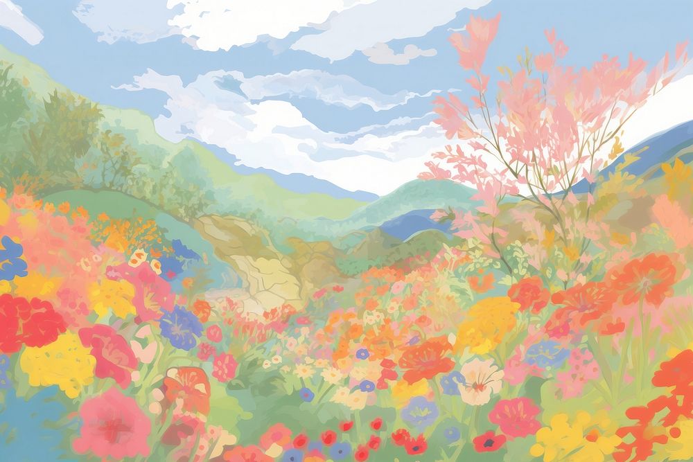 Meadow backgrounds painting outdoors. AI generated Image by rawpixel.