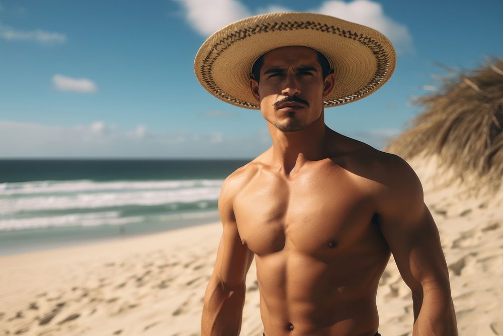 Mexican man summer beach adult. AI generated Image by rawpixel.