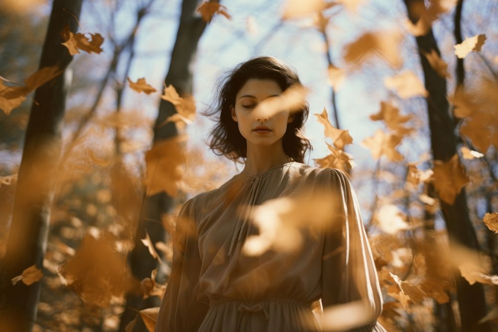Woman in maple forest photography portrait autumn. AI generated Image by rawpixel.