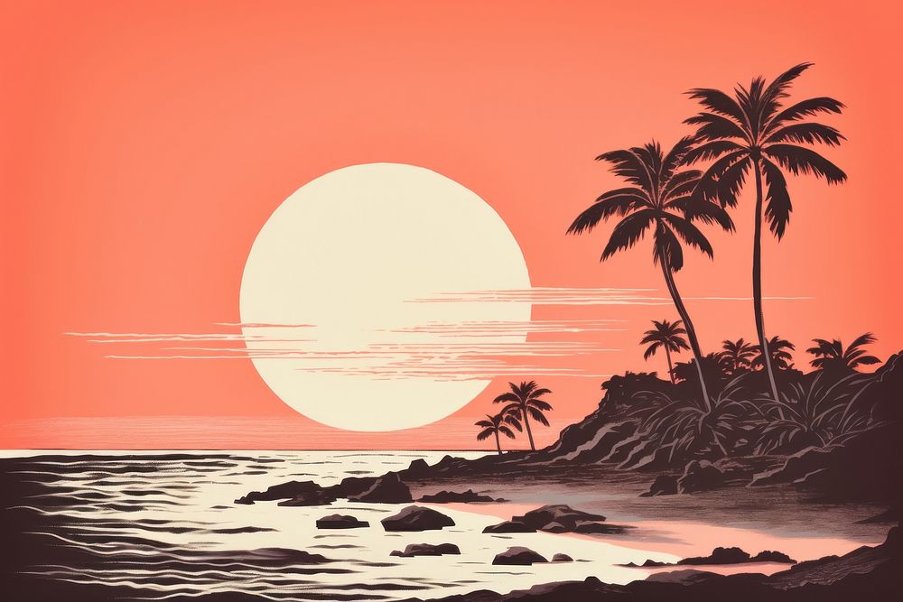 Beach nature outdoors sunset. AI generated Image by rawpixel.