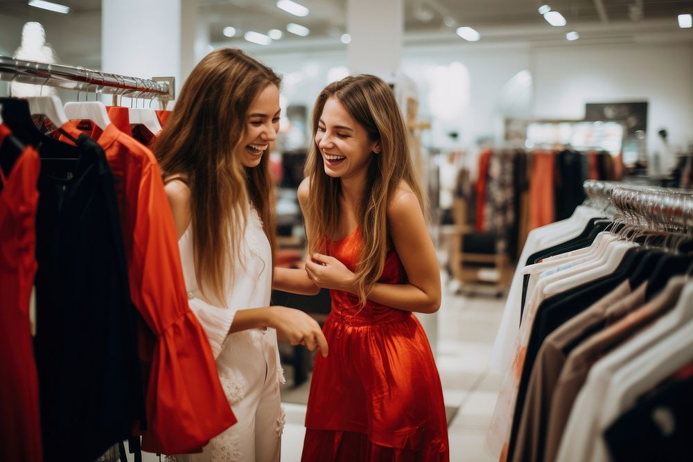 Girls shopping choosing boutique dress. AI generated Image by rawpixel.