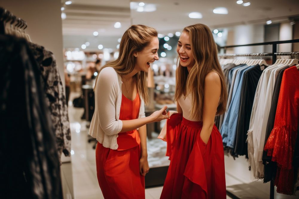 Girls shopping dress boutique choosing. AI generated Image by rawpixel.