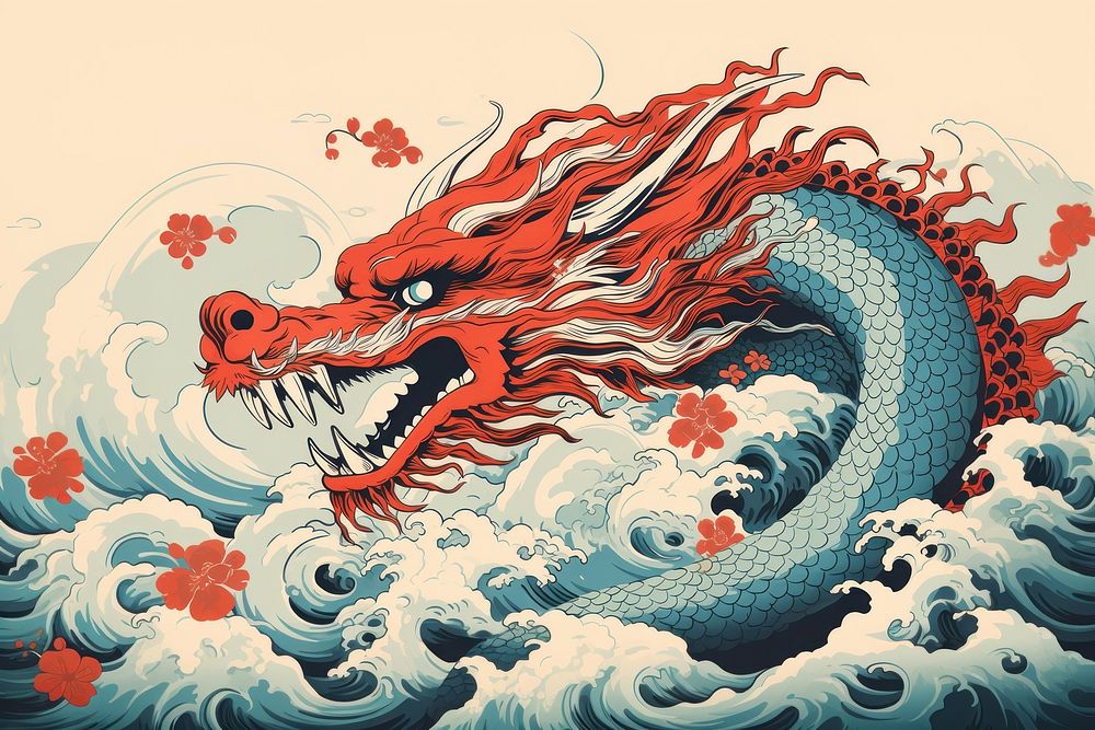 Chinese dragon representation creativity cartoon. AI generated Image by rawpixel.