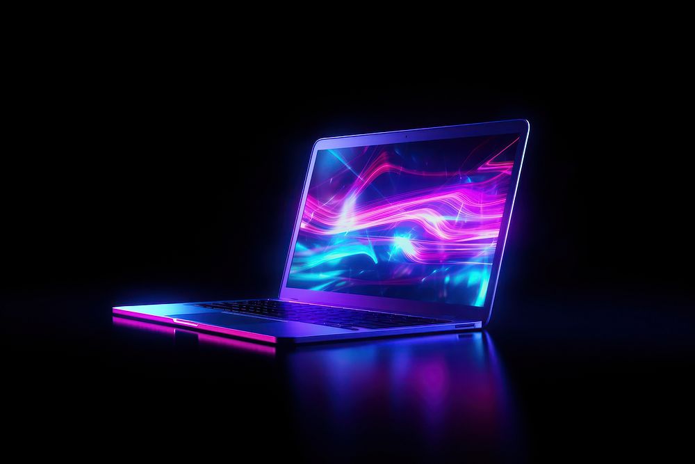Computer laptop illuminated portability. AI generated Image by rawpixel.