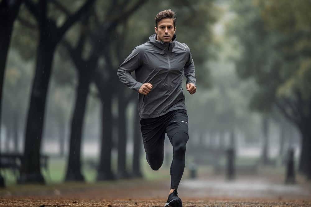 Man running in sports outfit jogging adult determination. AI generated Image by rawpixel.