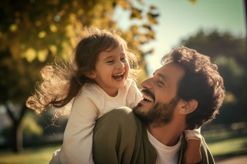 Brazilian father and daugther photography laughing portrait. AI generated Image by rawpixel.