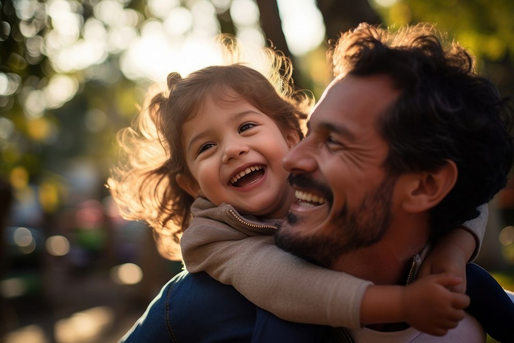 Mexican father and daugther photography laughing portrait. AI generated Image by rawpixel.