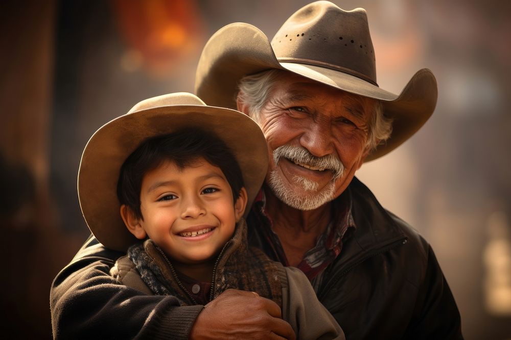 Mexican grandfather and grandson photography portrait adult. AI generated Image by rawpixel.