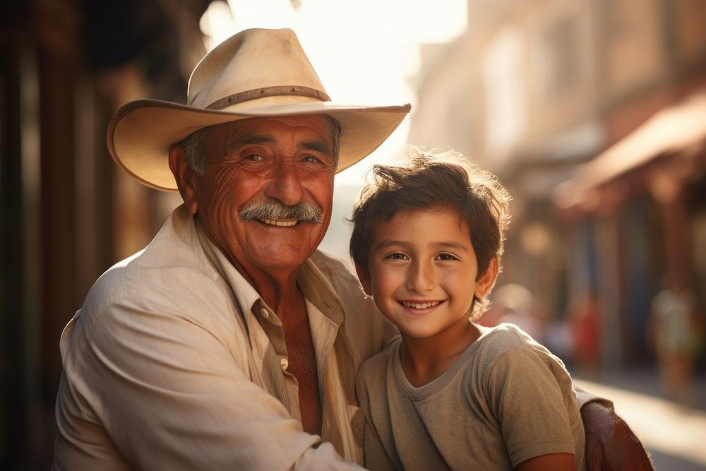 Mexican grandfather and grandson photography portrait men. AI generated Image by rawpixel.