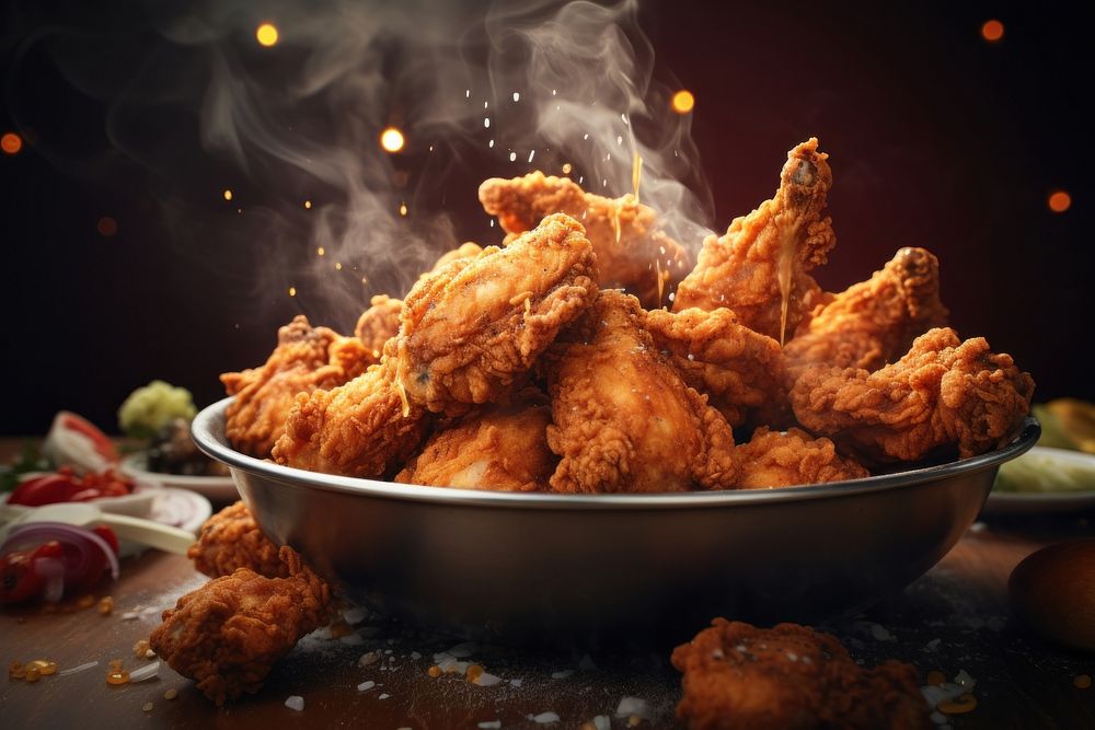Fried chicken food freshness roasted. AI generated Image by rawpixel.