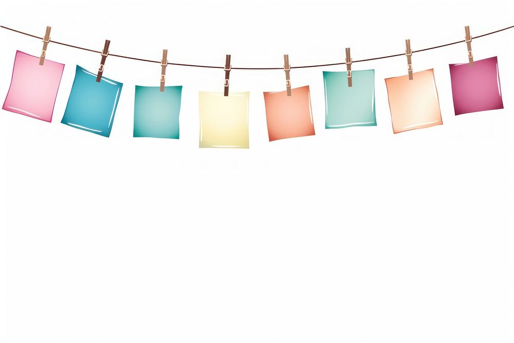 Hanging polaroid white background clothesline clothespin. AI generated Image by rawpixel.