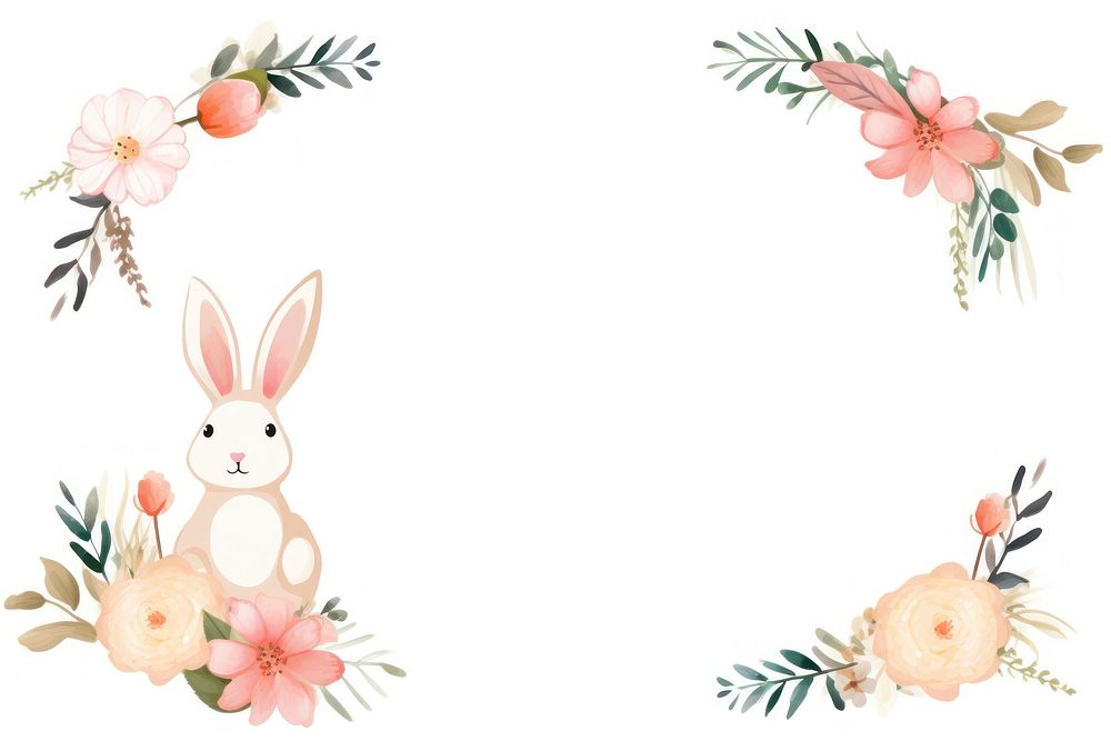 Rabbit pattern flower nature. AI generated Image by rawpixel.