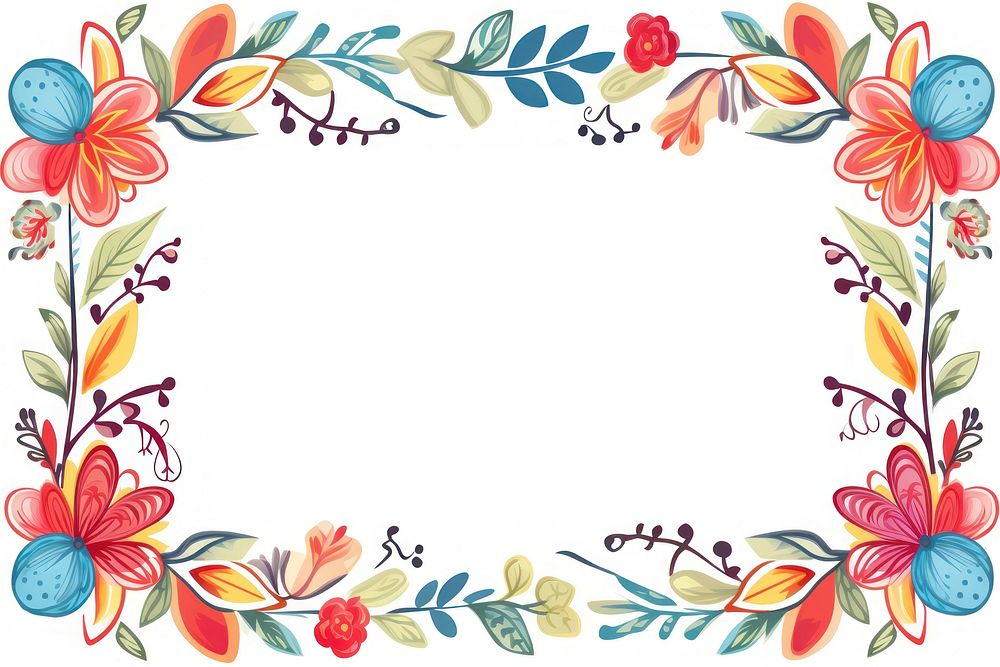 Decorative frame border pattern flower plant. AI generated Image by rawpixel.