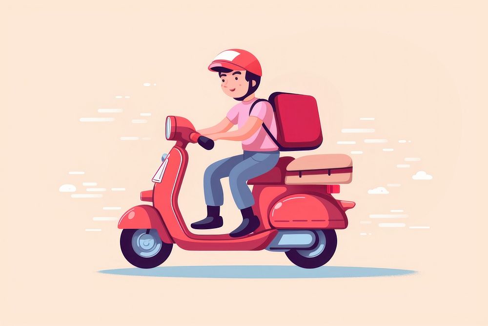 Deliveryman motorcycle vehicle scooter. AI generated Image by rawpixel.