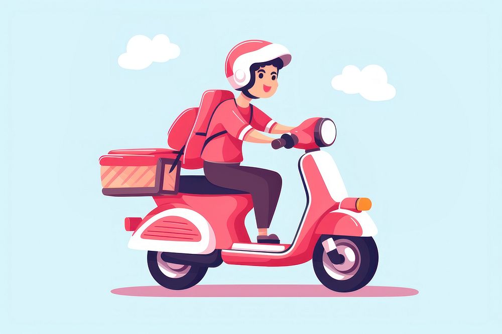 Deliveryman motorcycle vehicle scooter. AI generated Image by rawpixel.