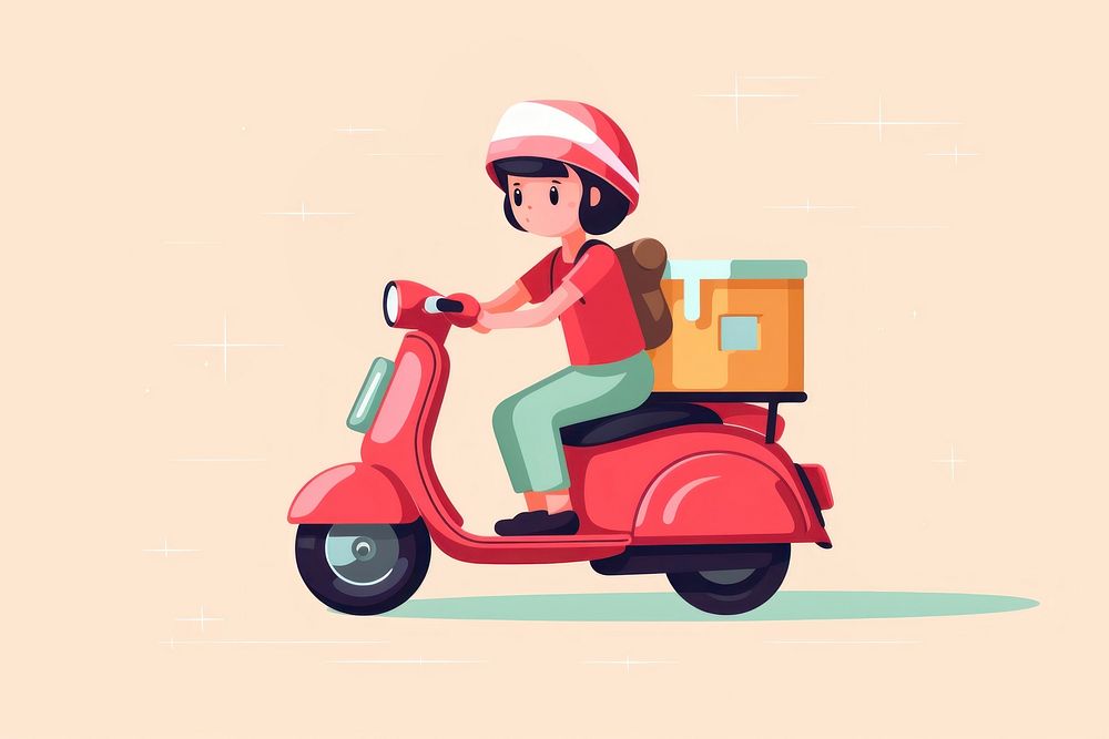Food deliver motorcycle vehicle scooter. AI generated Image by rawpixel.