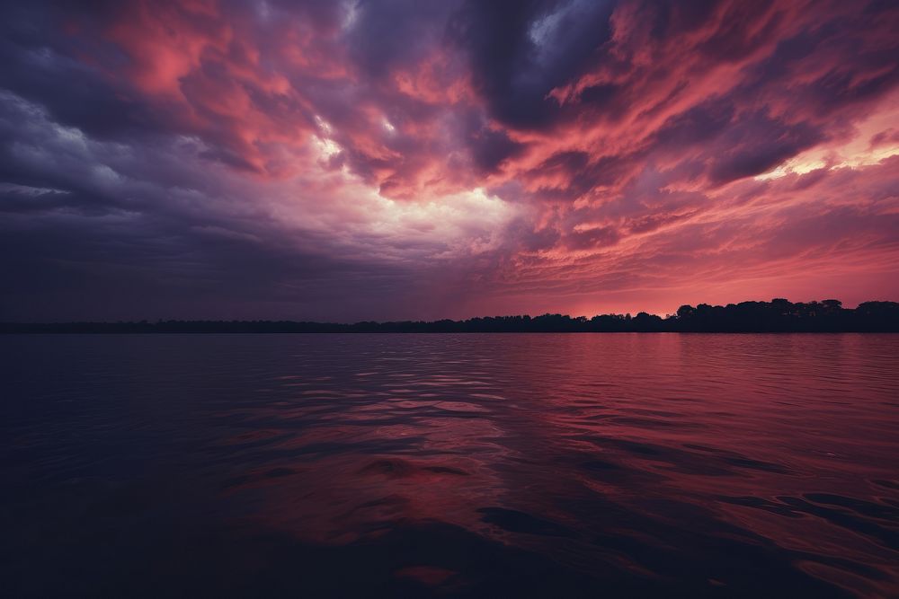 Dark violet clouds sunset landscape outdoors. AI generated Image by rawpixel.