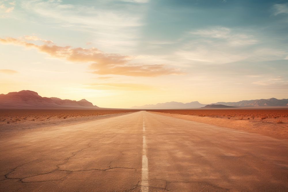 Empty road outdoors horizon sunset. AI generated Image by rawpixel.