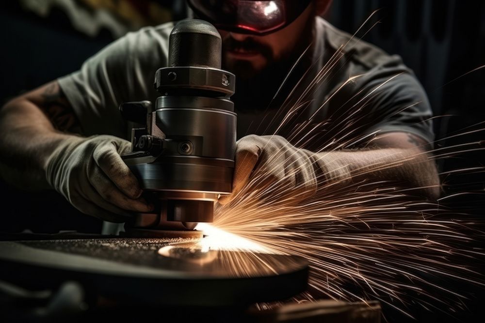 Grinder on the metal metalworking light adult. AI generated Image by rawpixel.