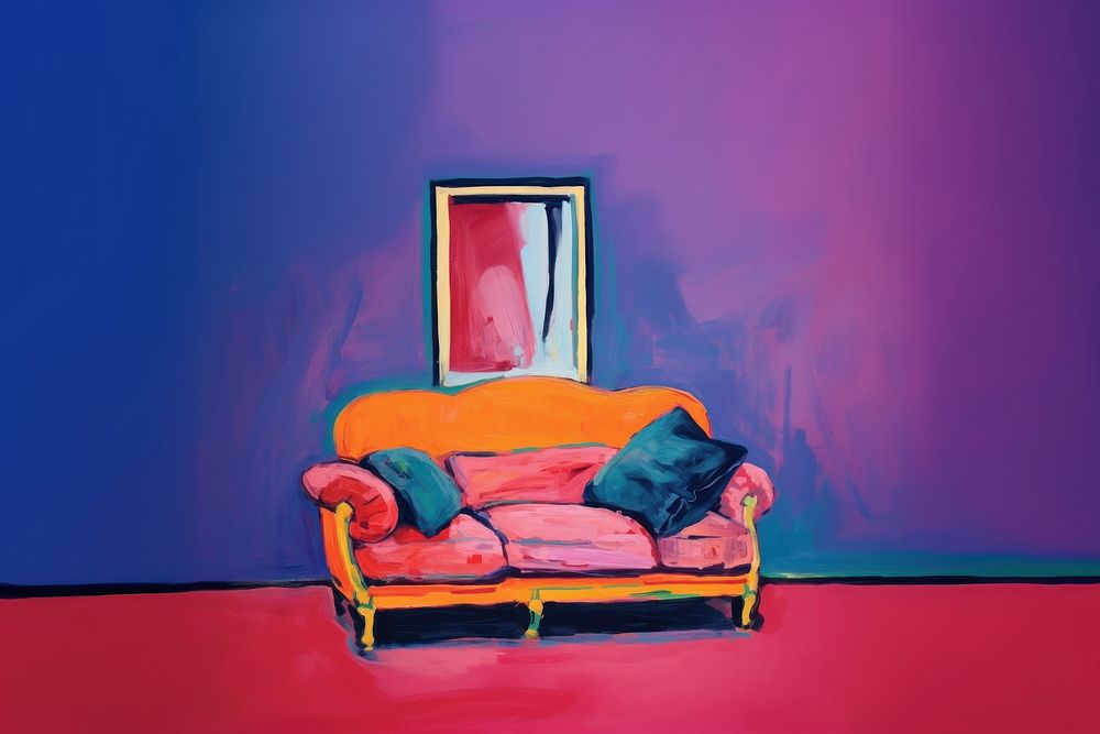 Couch furniture painting architecture. AI generated Image by rawpixel.
