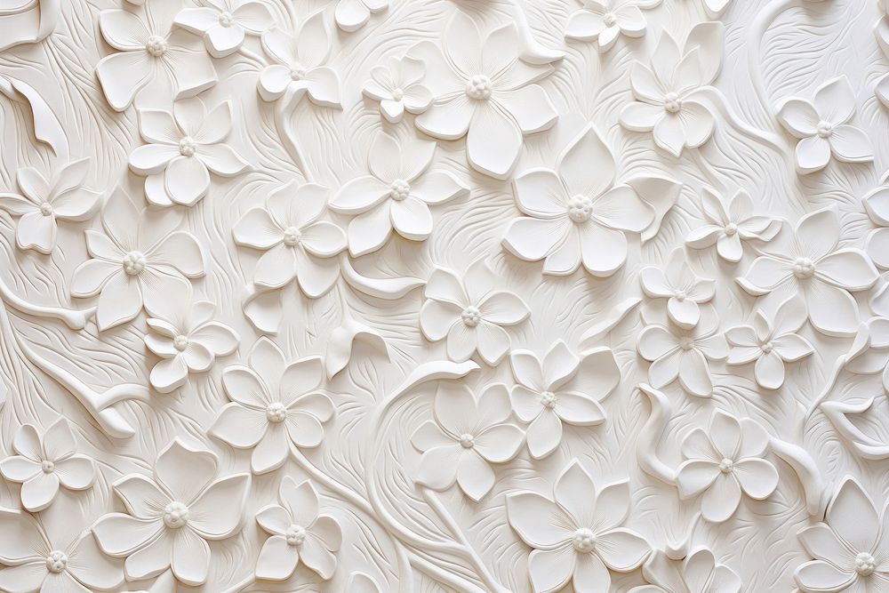 Floral white backgrounds pattern. AI generated Image by rawpixel.