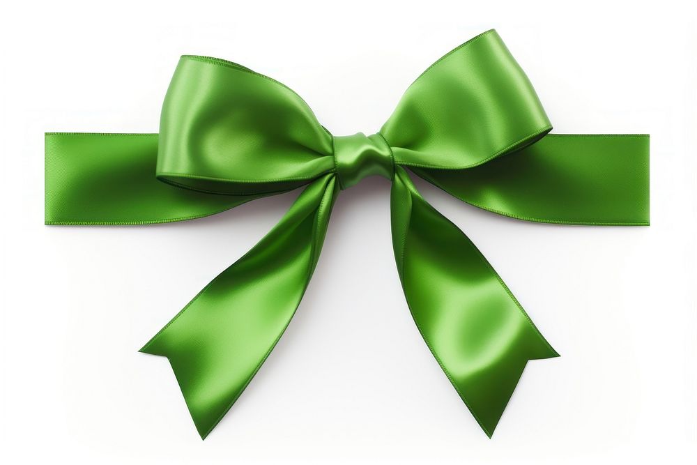 Green ribbon with bow white background celebration accessories. AI generated Image by rawpixel.