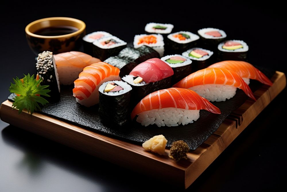 Japanese sushi set food rice meal. AI generated Image by rawpixel.