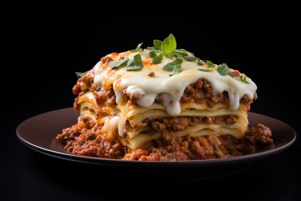Lasagna plate lasagna pasta. AI generated Image by rawpixel.