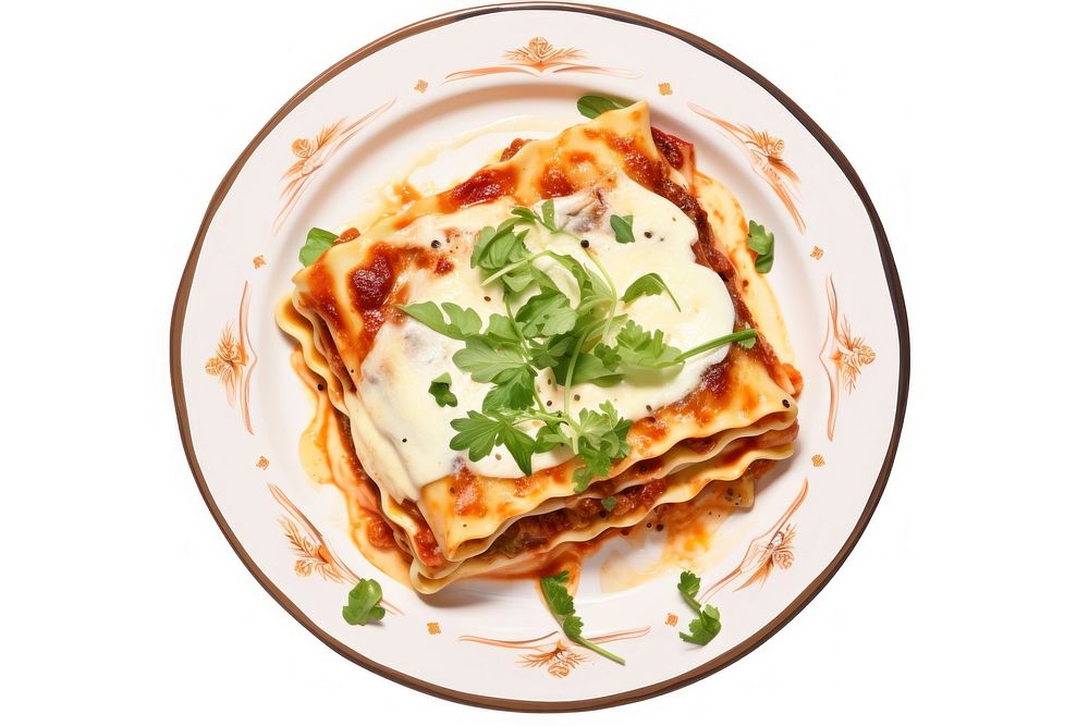 Lasagna plate food vegetable. AI generated Image by rawpixel.