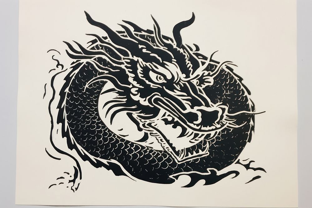 Chinese dragon representation calligraphy creativity. AI generated Image by rawpixel.