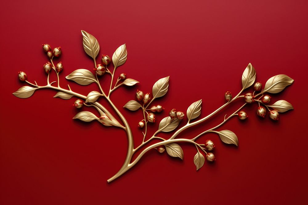 Mistletoe pattern jewelry gold. AI generated Image by rawpixel.