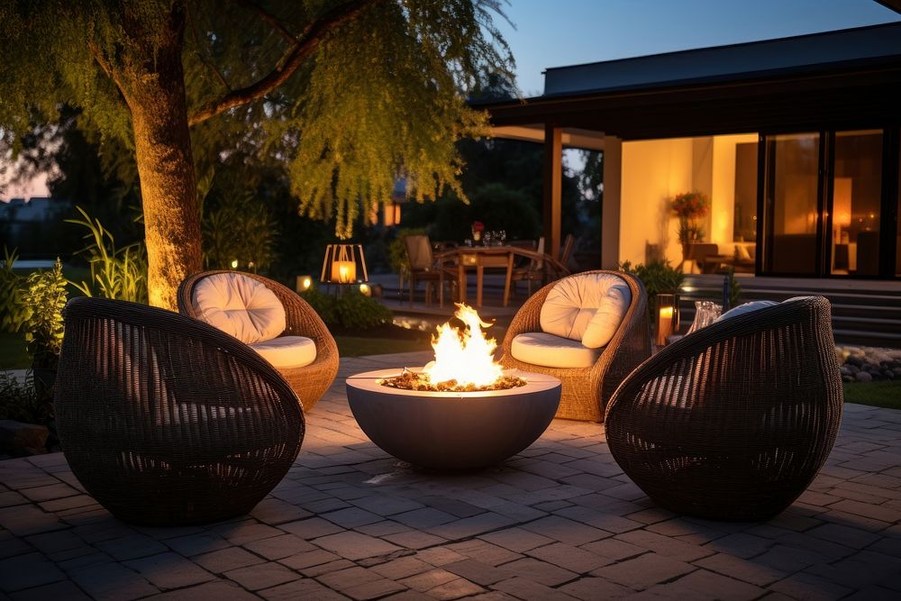 Outdoor patio outdoors chair fire. AI generated Image by rawpixel.
