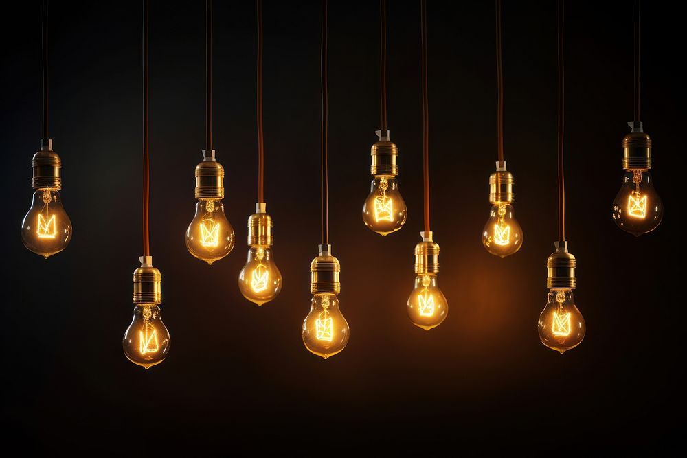 Retro-style light bulbs chandelier lightbulb lighting. AI generated Image by rawpixel.