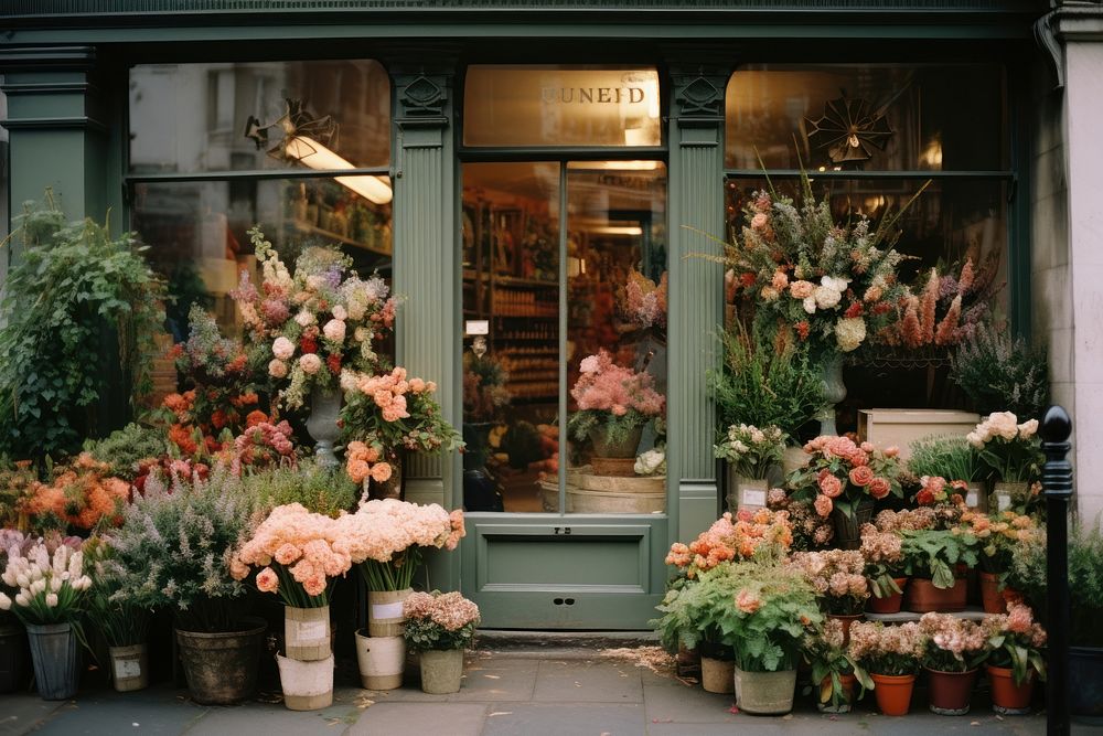 Cosy flower shop plant architecture arrangement. AI generated Image by rawpixel.