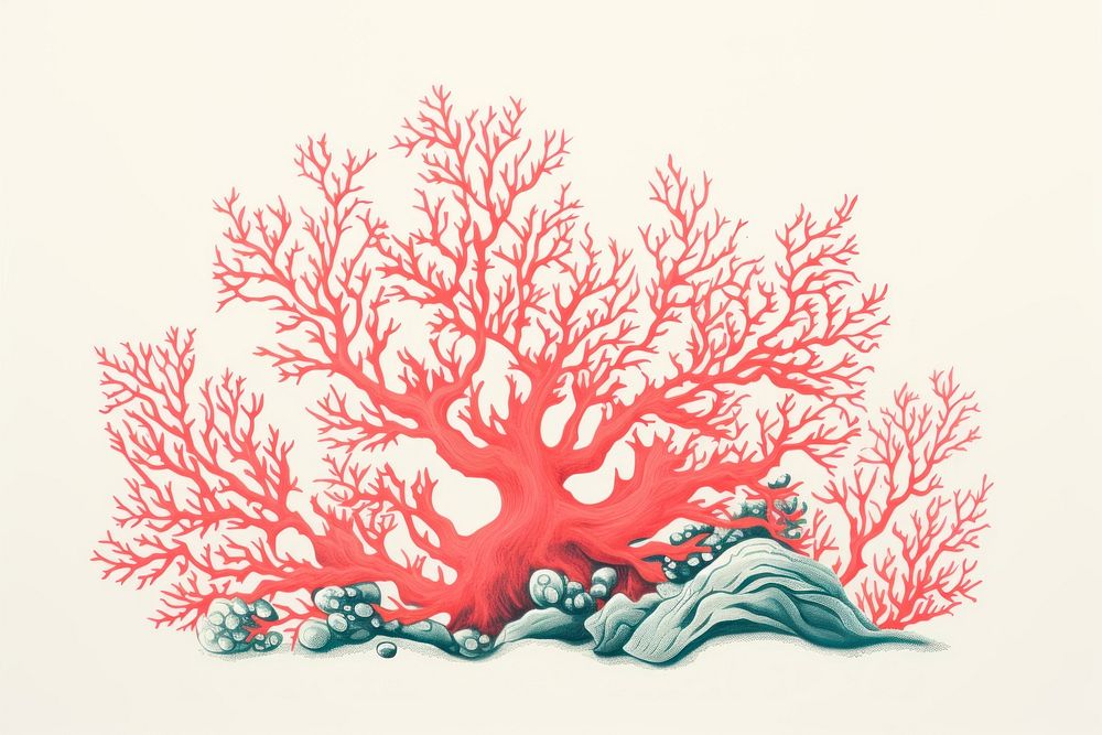 Pastal coral border nature outdoors drawing. AI generated Image by rawpixel.