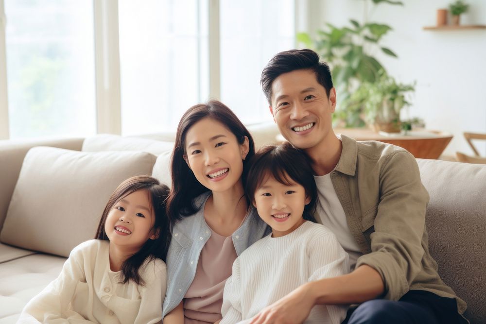 Asian family furniture adult child. AI generated Image by rawpixel.