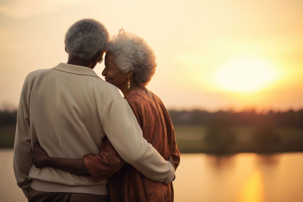 Senior black couple adult affectionate togetherness. AI generated Image by rawpixel.