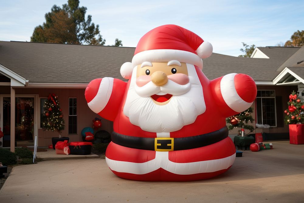 Big inflatable Santa Christmas christmas outdoors. AI generated Image by rawpixel.