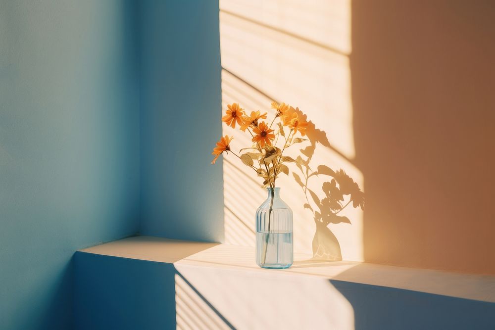 Flower in vase windowsill sunlight plant. AI generated Image by rawpixel.