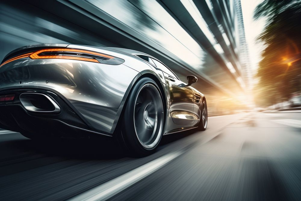 Silver car headlight vehicle driving. AI generated Image by rawpixel.