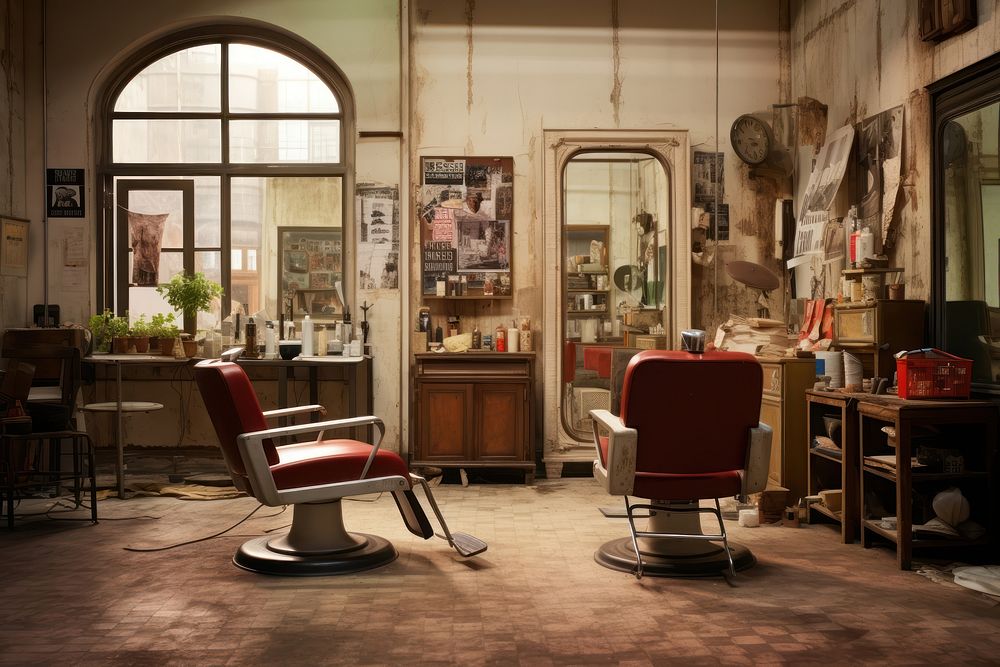 Hair salon barbershop furniture chair. AI generated Image by rawpixel.