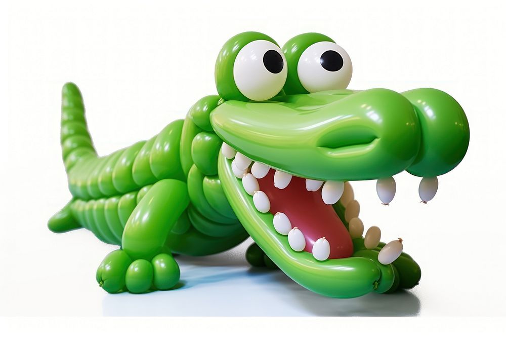 A balloon twisting in the shape of a crocodile reptile animal white background. AI generated Image by rawpixel.