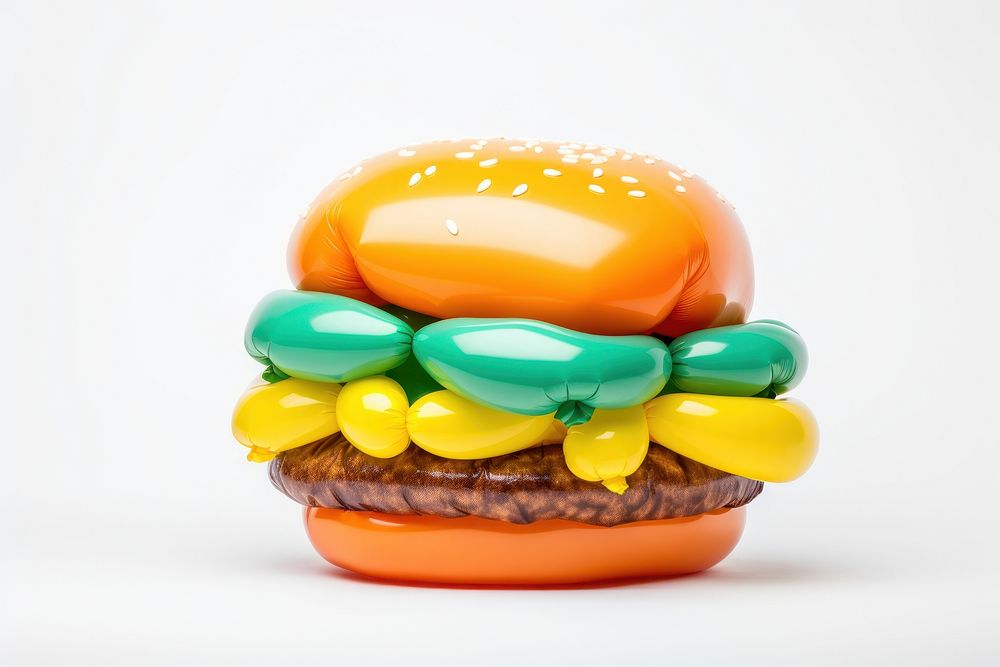A balloon twisting in the shape of a hamburger food white background confectionery. AI generated Image by rawpixel.
