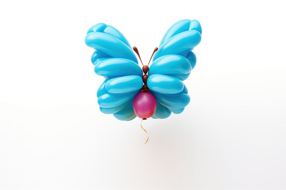 A balloon twisting in the shape of a butterfly hat balloon turquoise white background celebration. AI generated Image by…
