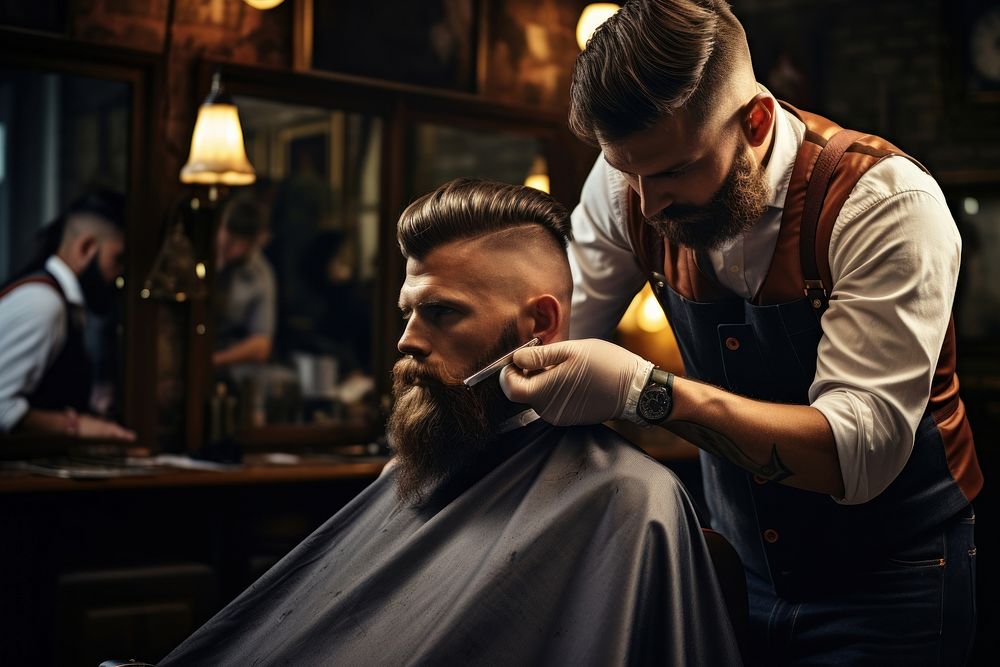 Man getting a haircut barbershop adult hairdresser. AI generated Image by rawpixel.