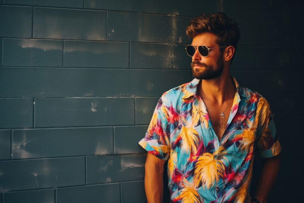 Man in a hawaiian shirt photography sunglasses portrait. AI generated Image by rawpixel.