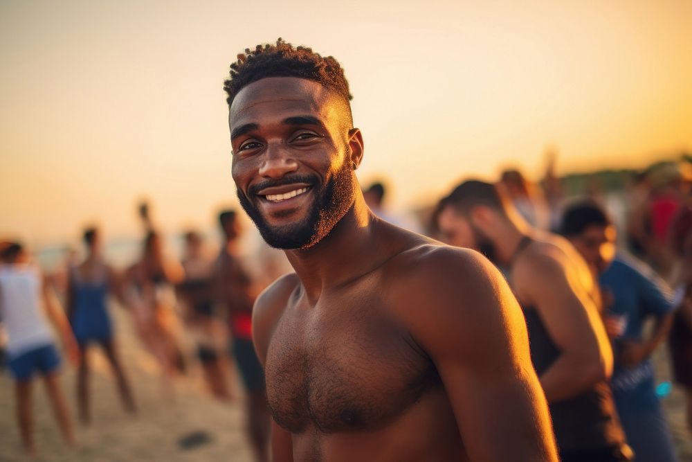 Black man portrait summer sunset. AI generated Image by rawpixel.